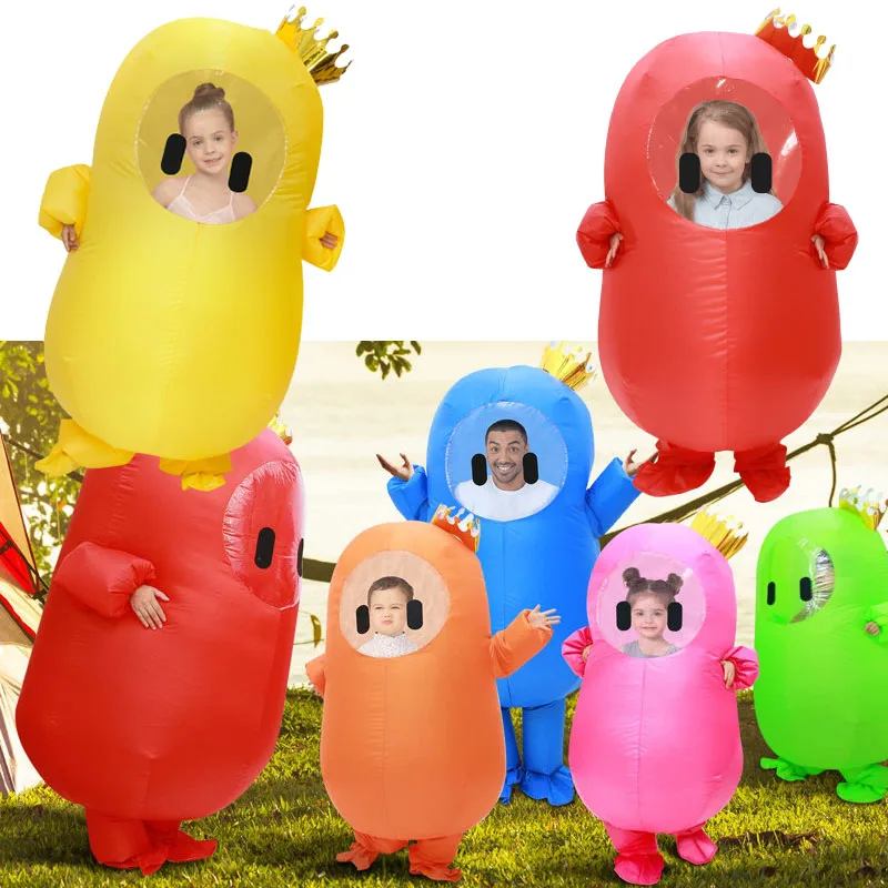 

Fall Guys Jellybean Costume Inflatable Kids Adults Girl Boy Woman Men Stumble Guy Halloween Cosplay Anime Blow Up Birthday Game