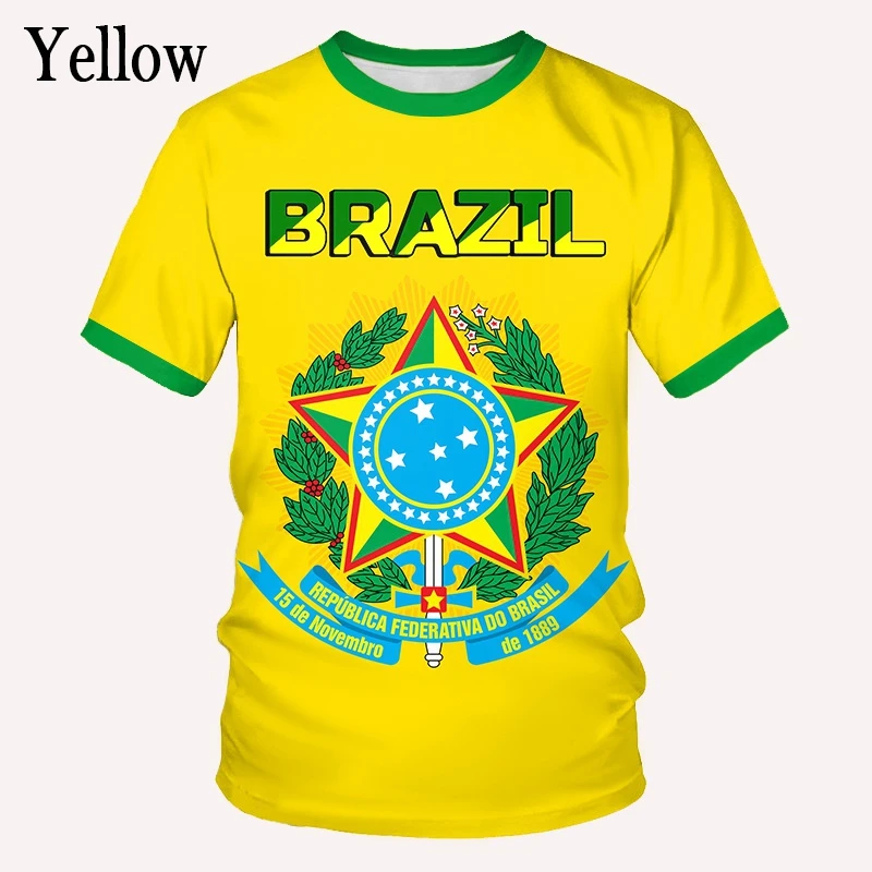 2022 New Fashion Brazil Flag 3d T Shirt Men/Women Casual Round Neck Short Sleeve Sports T-shirt
