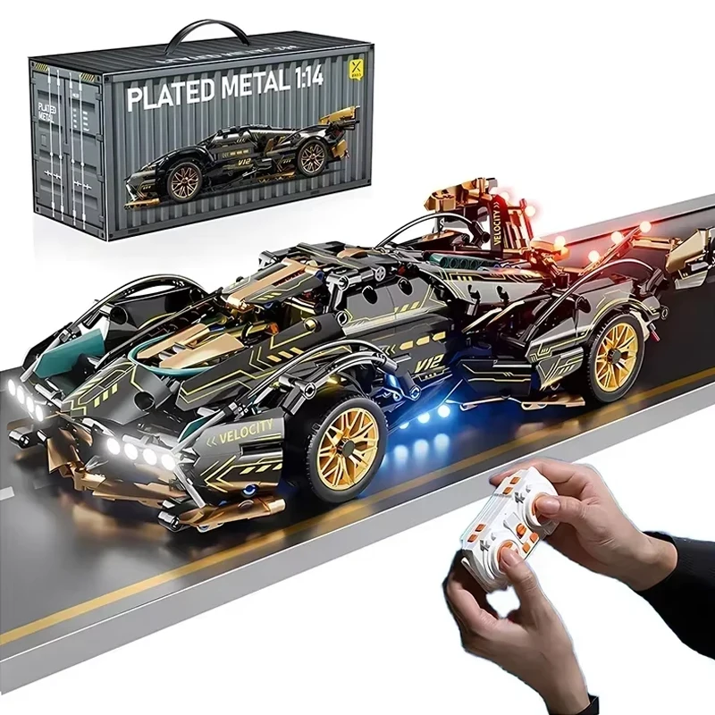 2024 черный комплект строительных блоков V12 взрослый родстер RC Tech Racer 1:14 набор