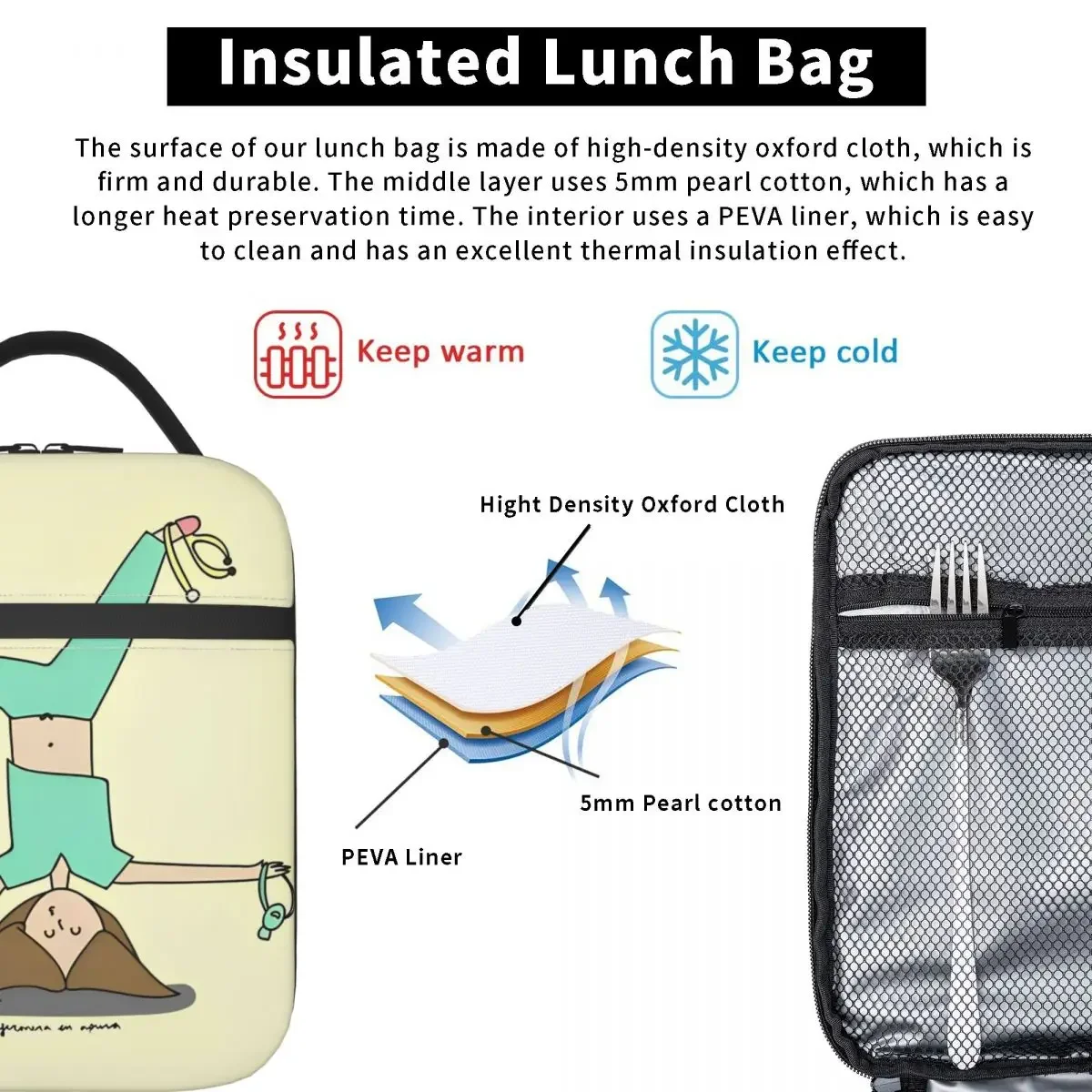 Enfermera En Apuros Изолированная сумка для обеда медсестры контейнер еды большой