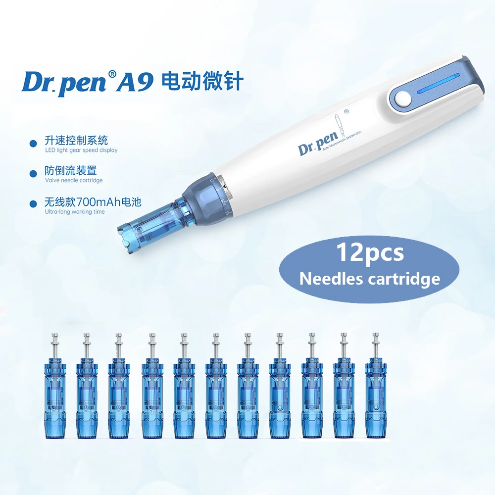 

Dr. Pen A9 With 12 Pcs Needles Cartridges Mesotherapy Derma Pen Set Professional Auto Microneedle Skin Care Machine Bayonet Pen