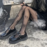 thin girl black love pantyhose college style loli student cute print full lace star polka dot leopard print knee high socks