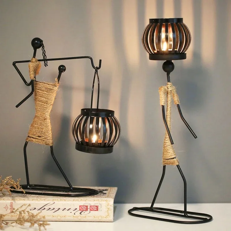 

Nordic Metal Candlestick Abstract Character Sculpture Candle Holder Decor Handmade Figurines Home Decoration Art Gift Home Decor