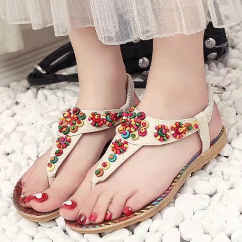 

Women's Sandals 2022 Summer New Women's Sandals Set Feet Flat Women's Shoes Fashion Comfortable Beach Shoes Women's Tide