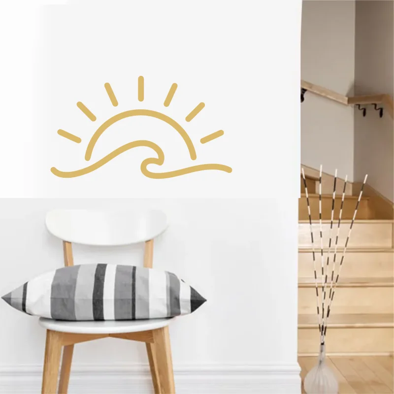 Виниловая наклейка на ноутбук с изображением заката волны солнечного света