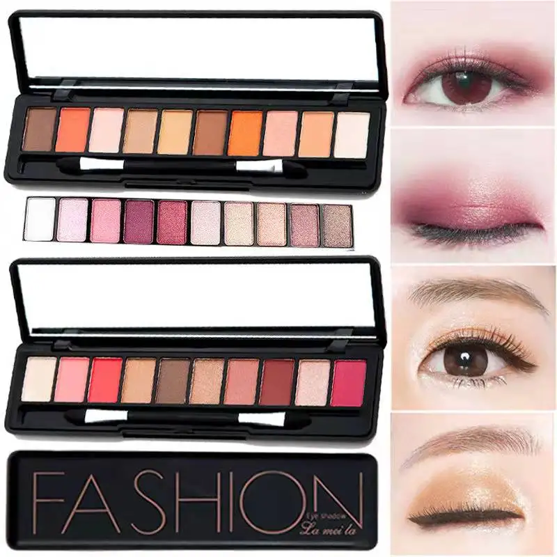 

10 Colors Nude EyeShadow Pallette Waterproof Long Lasting Earth Matte Flash Highlight Make Up Brush Eyeshadow Palette Cosmetics