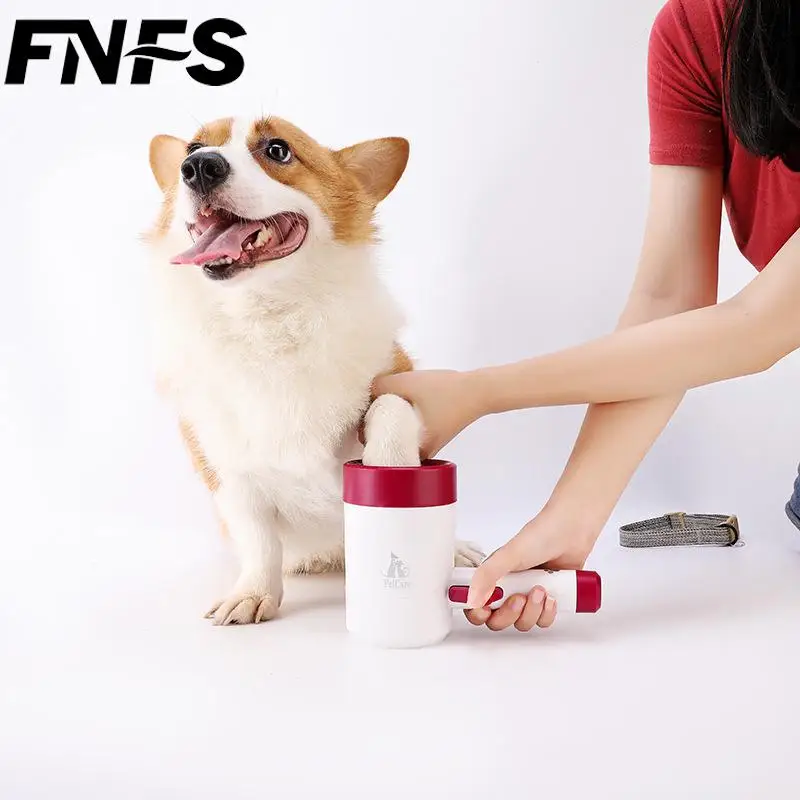 

FNFS Outdoor Portable Pet Dog Paw Cleaner Cup Soft Silicone Foot Washer Clean Dog Paws One Click Manual Quick Feet Wash Cleaner