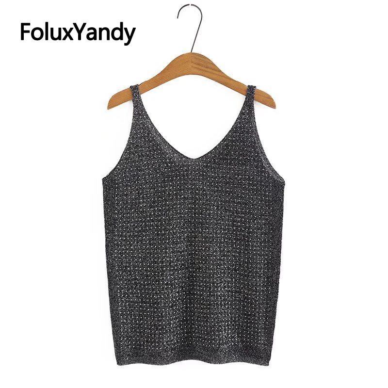 

Женские майки с бриллиантами FoluxYandy, летние топы, модные майки без рукавов черного и белого цвета KKFY5843