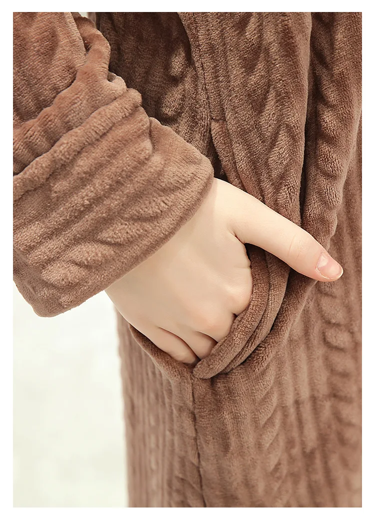 Couple Zip Velvet Bathrobe Winter Warm Flannel Bath Cozy Robes Night Sleepwear Women Home Clothes Gown Hooded