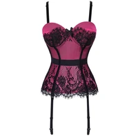 ultra thin corset lingerie bodysuit for women bowknot corsets and bustiers with suspenders