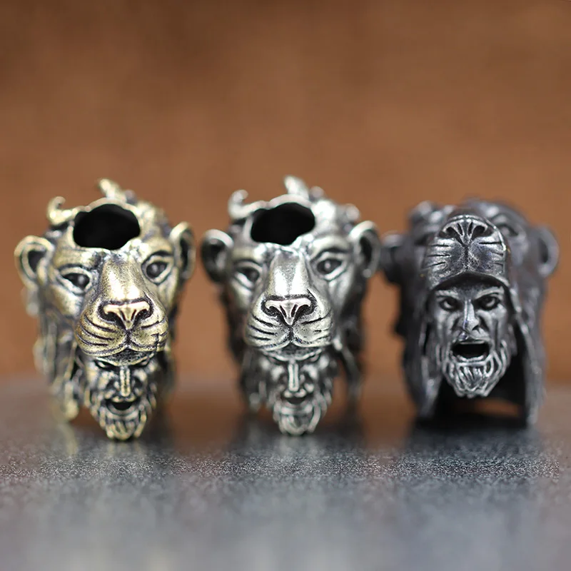 Латунный нож-бусина с головой льва для повседневного использования улицы сделай