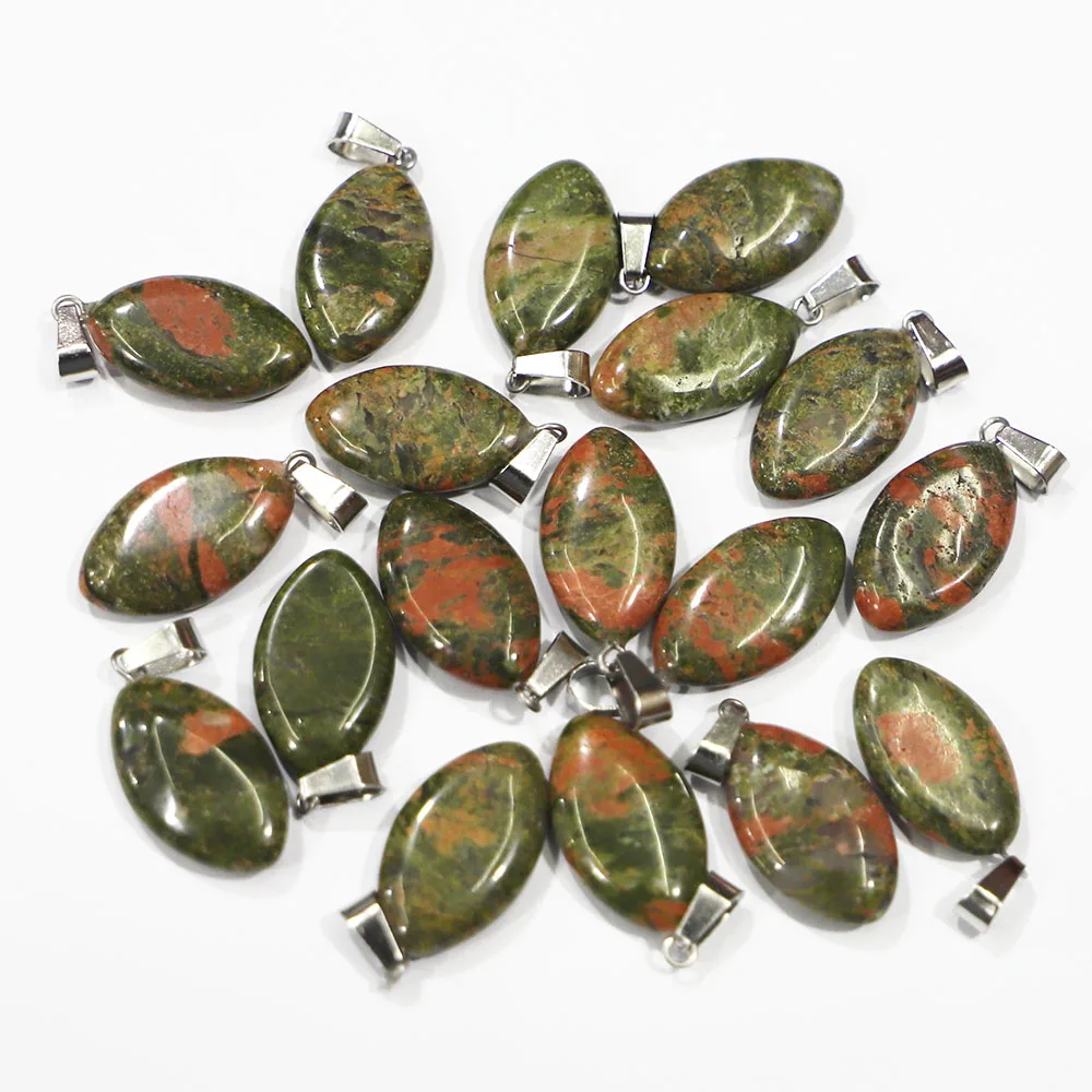 New Natural Unakite Stone Marquise Pendants Necklaces Reiki Charms DIY Jewelry Accessories Making Wholesale 24Pcs Free Shipping