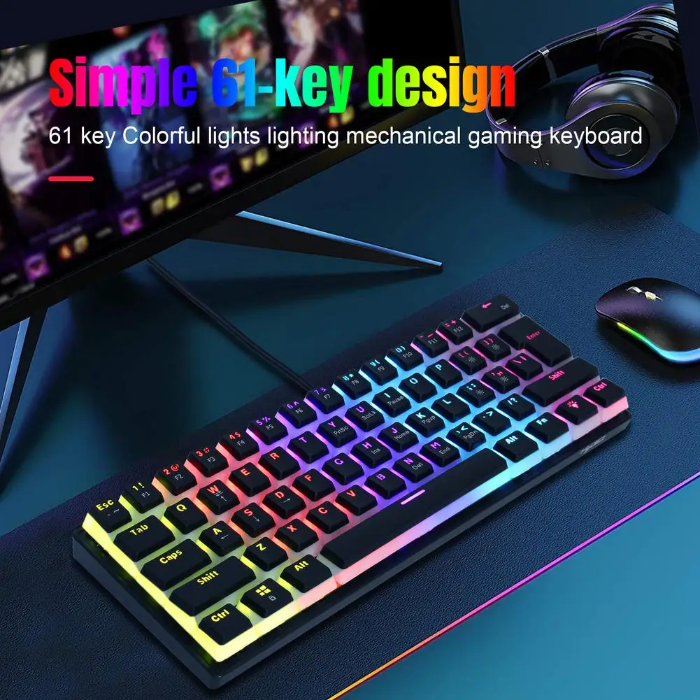 

L700 61 Keys Gaming Mechanical Keyboard 12 Lighting Modes Usb Wire-controlled Keyboard For Game Laptop Pc