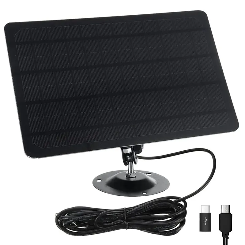 10W Solar Panel for Security Camera Micro USB and USB-C Port Compatible with Eufy 2C/2C Pro/E40/E20/2/2 Pro/E Reolink etc.