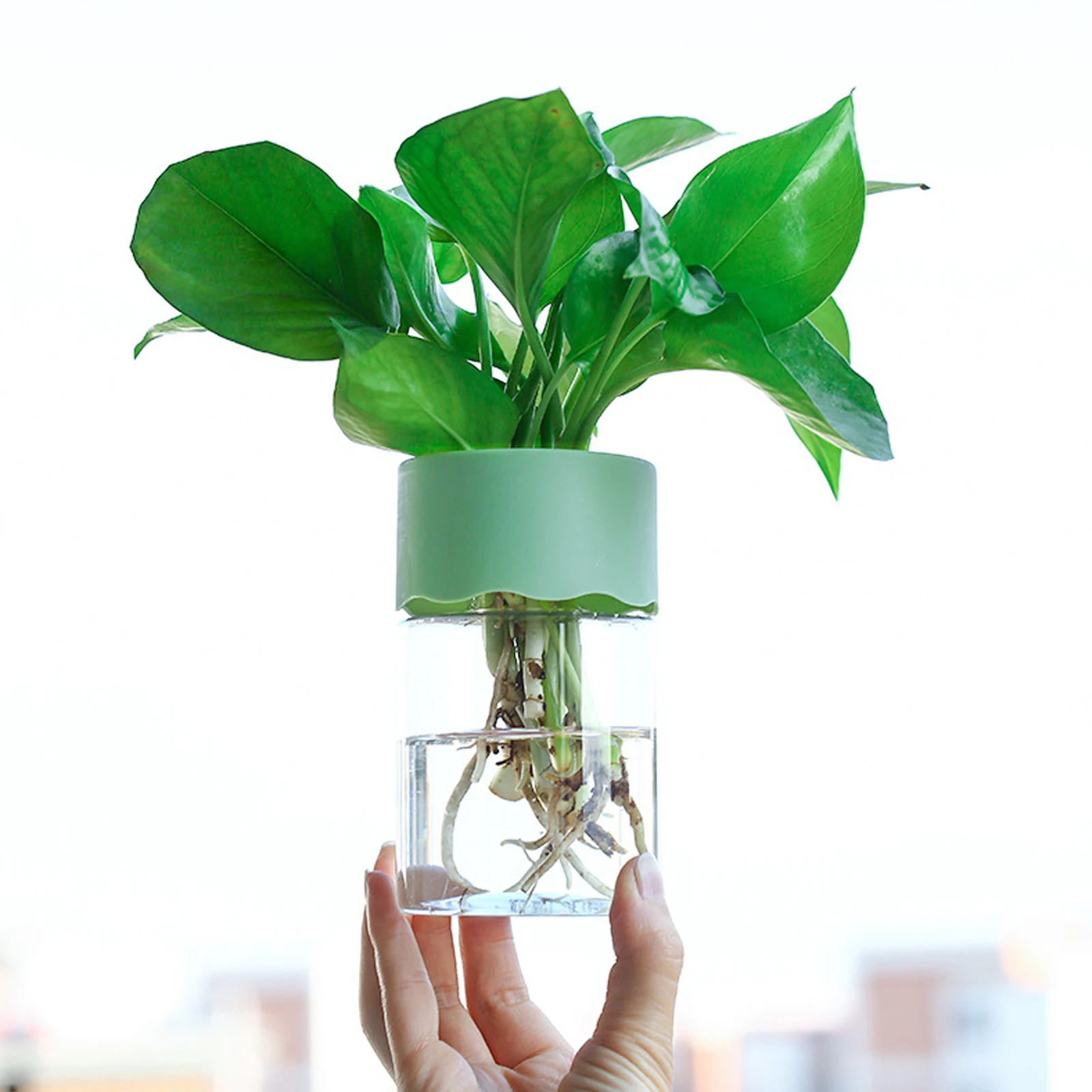 

Transparent Hydroponic Flower Pot Water Planting Vase Container Plastic Tabletop Plants Bonsai Home Decoration