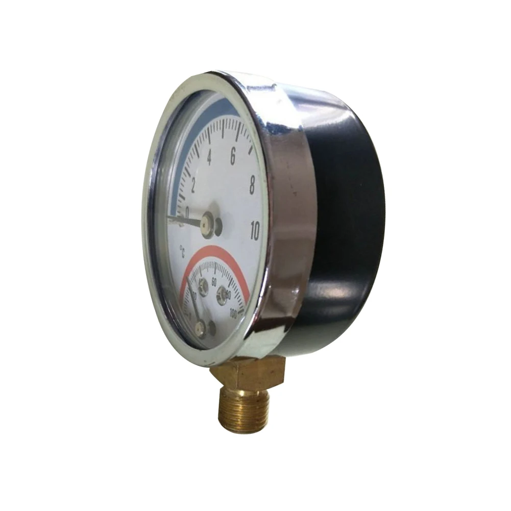 

Thermo Manometer Pressure Gauge 12 3mm Entry 120° C For Floor Heating G1/4 Thread Plastics Weather 0-10bar 1 Pcs