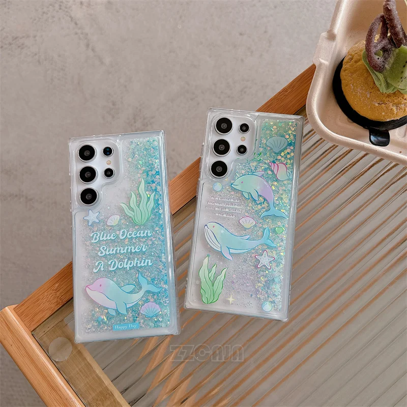 Светящийся китовый дельфин для Samsung Galaxy S24 Ultra S23 FE S22 S21 S20 Note 20 10 Plus чехол с