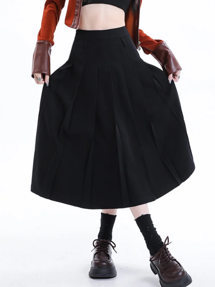 

Quality contracted commuter bust of han edition show thin black pleated skirt female temperament A word skirt of tall waist drap