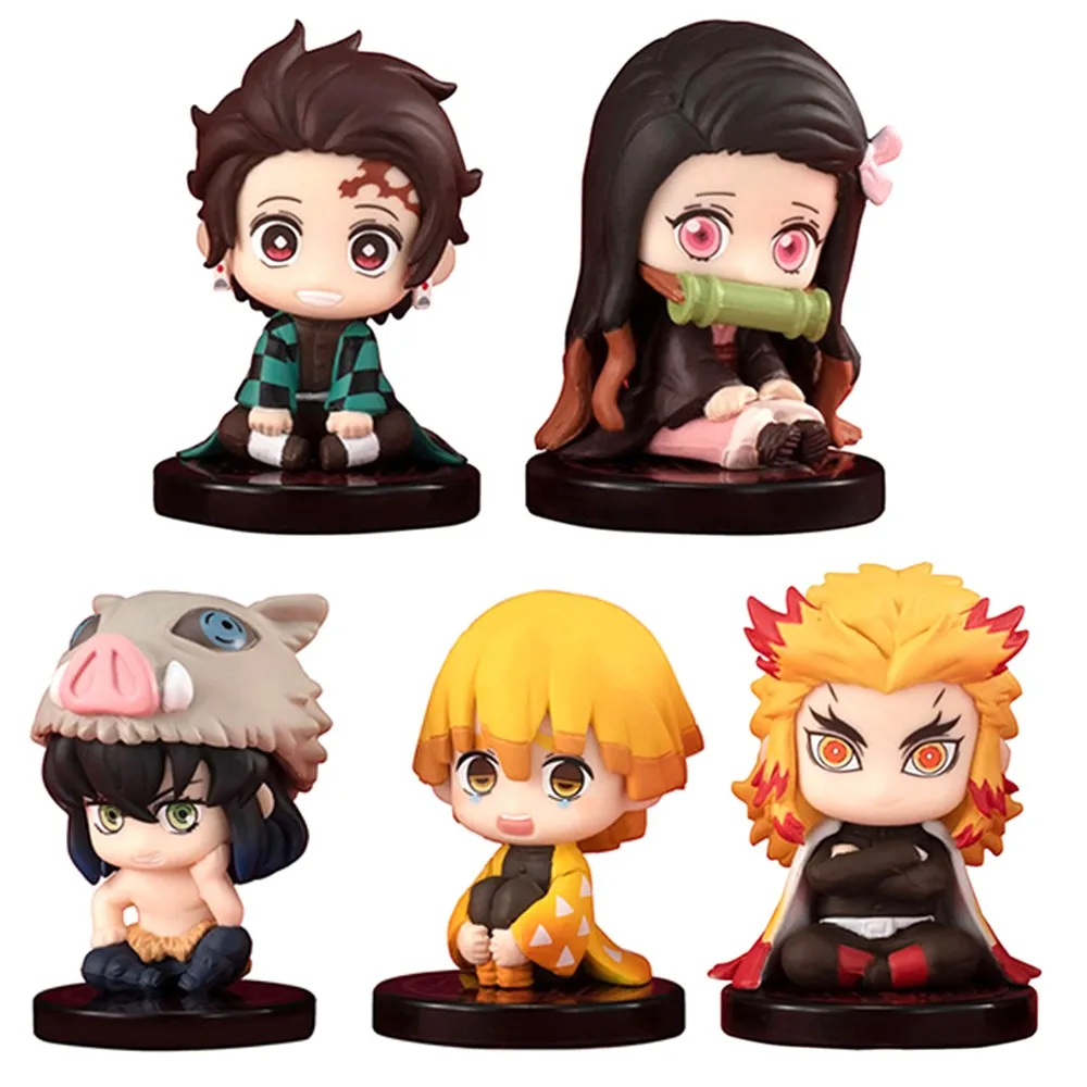 5 шт./комплект Фигурка аниме Demon Slayer Hashibira Inosuke Agatsuma Zenitsu Kamado Tanjirou Pvc Модель Фигурки Подарок on