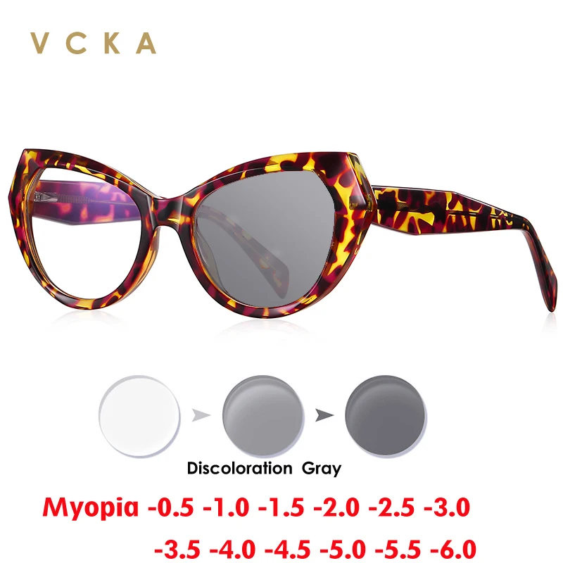 VCKA модные женские очки кошачий глаз для близорукости оправа с градиентом