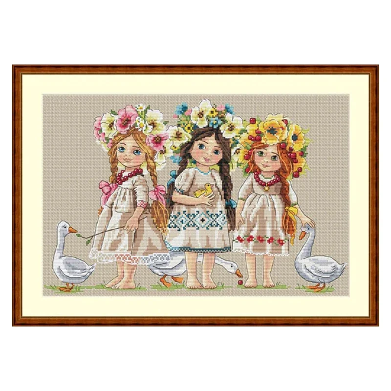 Amishop высококачественный красивый Счетный Набор для вышивки крестиком три цветка