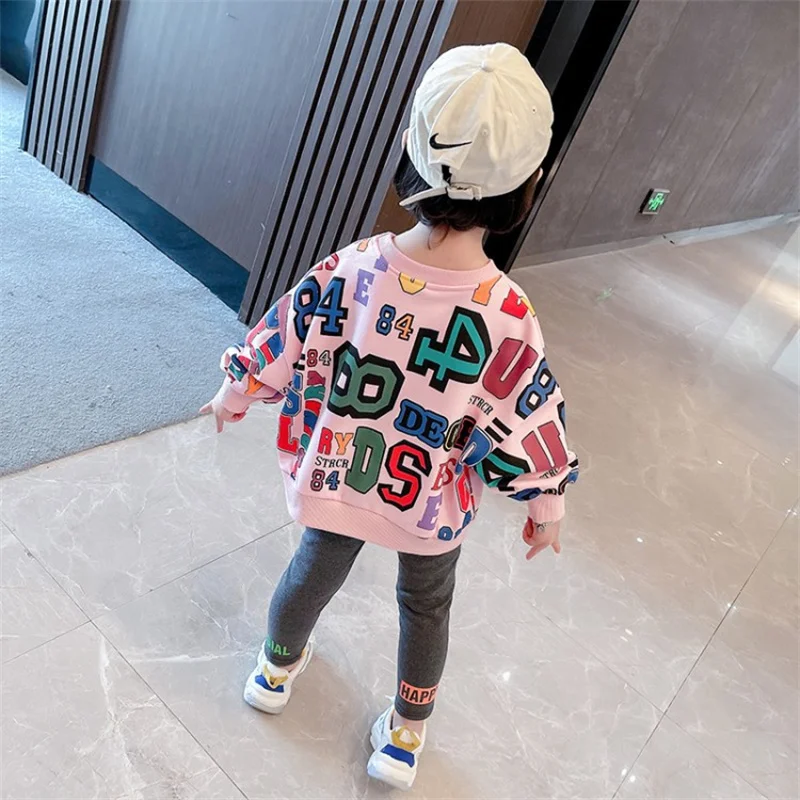 Girls Suit Sweatshirts +Pants Cotton 2Pcs/Sets 2022 Printed Spring Autumn Thicken High Quality Sports Sets Kid Baby Children Clo