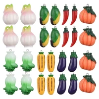 28pcsbox resin imitation food pendants cabbage pepper eggplant corn charms for diy handmade jewelry making necklace accessories