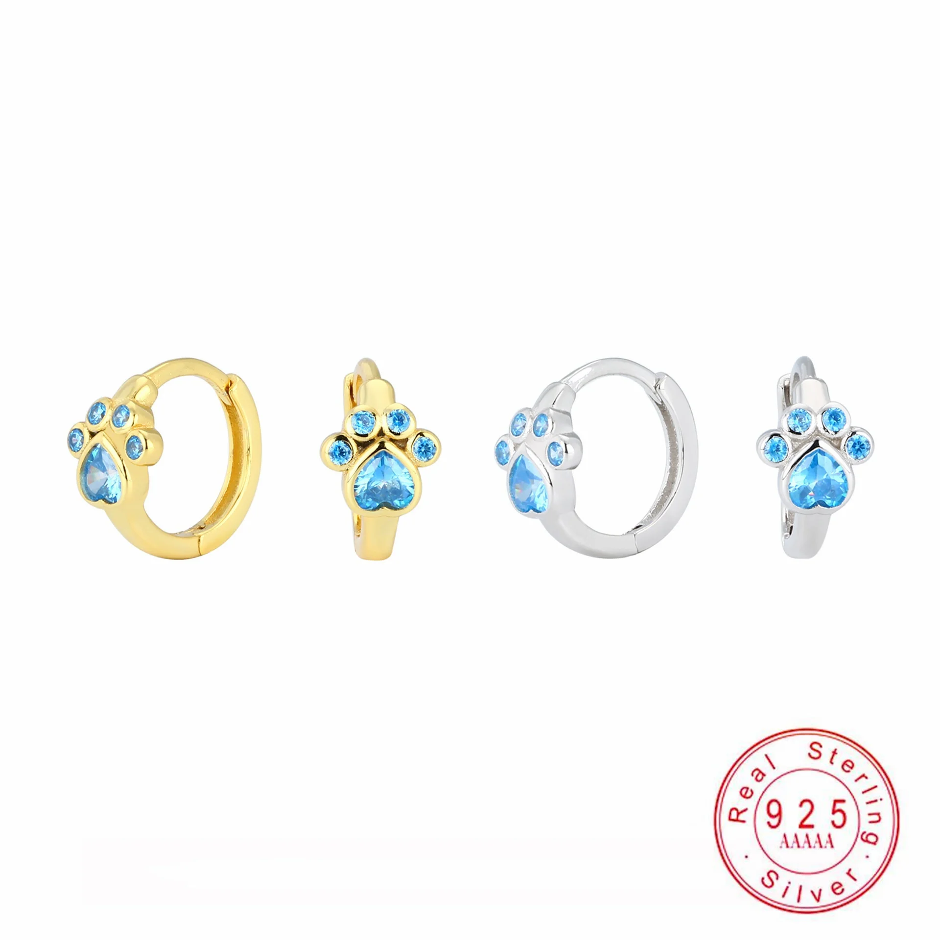 Женские серьги-гвоздики из серебра 925 пробы с голубым Цирконом