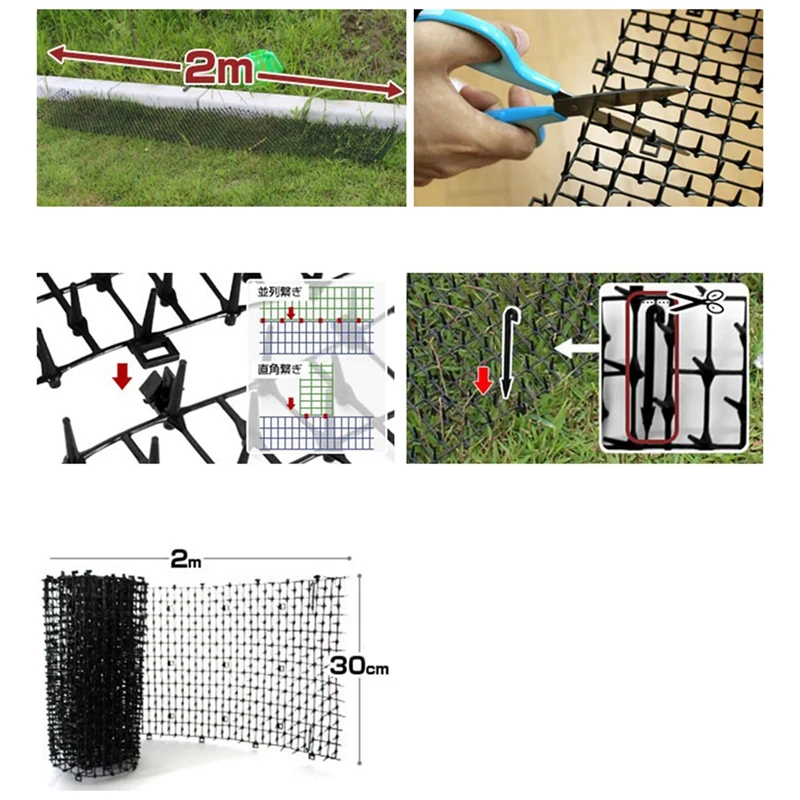 

Household Garden Cat Scat Mat Prickle Strip Anti Cat Dog Repellent Deterrent Spike Mat Garden Flower Plant-Black