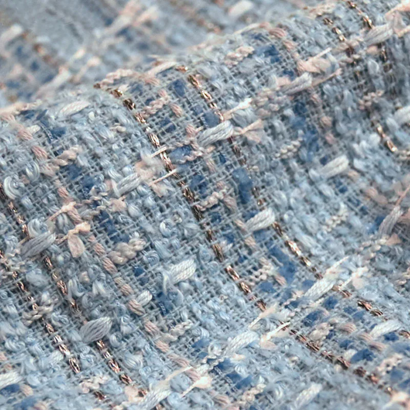 

50x145cm Silver Wire Yarn-Dyed Braided Tweed Fabric For Women Autumn Jacket Dress Suits Coat Handbag DIY Cloth Sewing