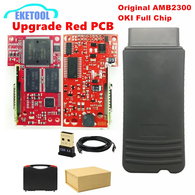 Красная печатная плата OKI с полным чипом AMB2300 Bluetooth 5054A V7.2, профессиональное Программирование синих светодиодов для AUDI/VW/Skoda/Seat 5054 VAG