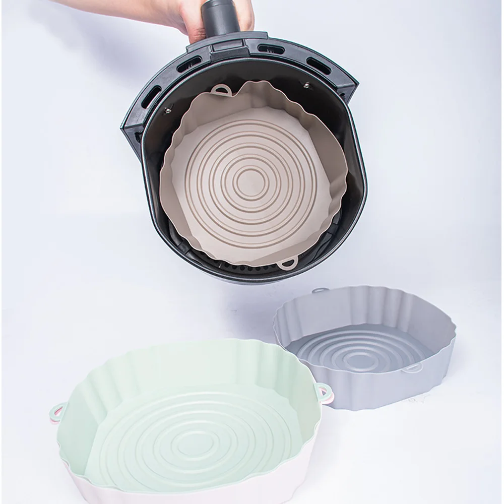 

1/2pcs Silicone Air Fryers Oven Baking Tray Pizza Fried Chicken Airfryer Silicone Basket Reusable Airfryer Pan Liner Accessories