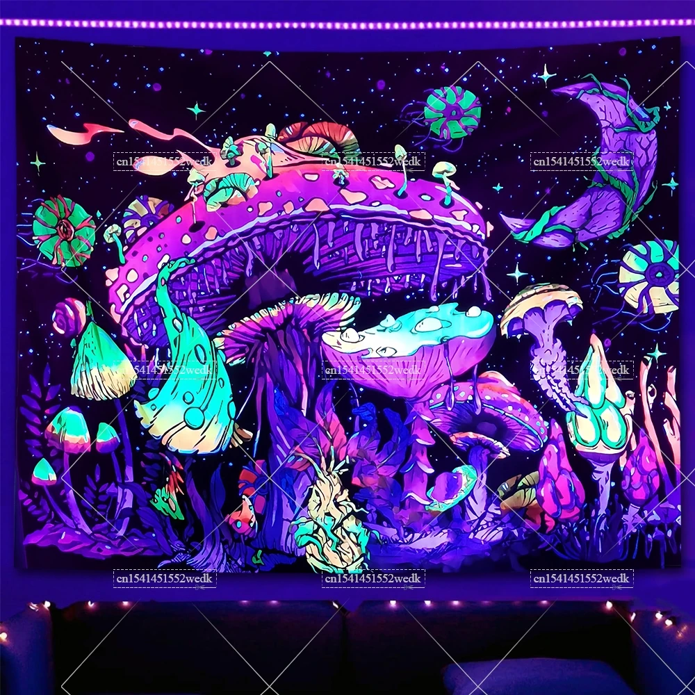 Гобелен Blacklight гриб УФ реактивный скелет цветочные неоновые гобелены Женский