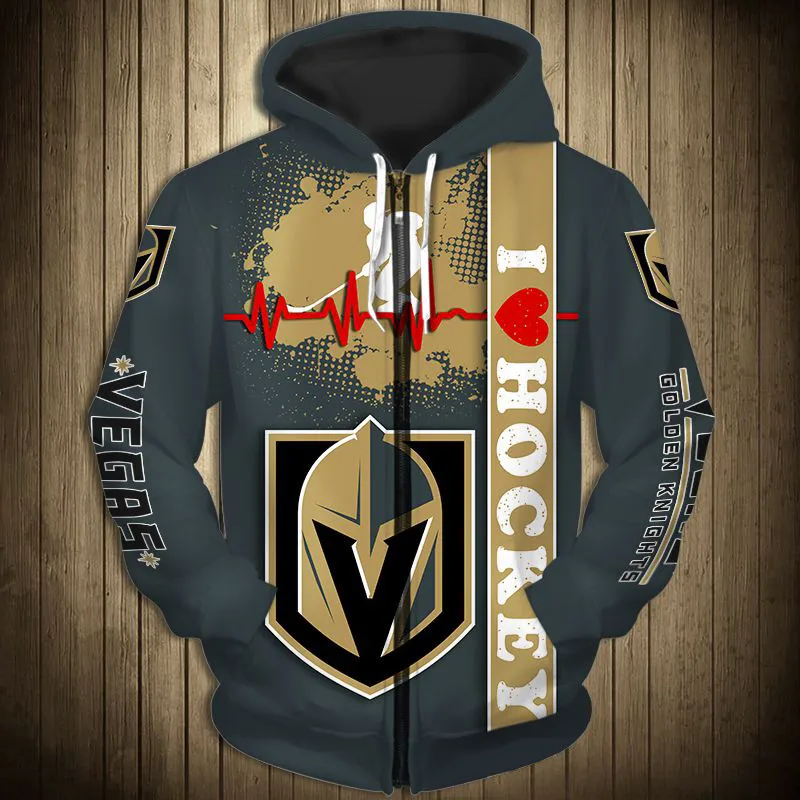 

Vegas men's Fashion Long Sleeve 3D Golden Knights Zip Hoodies Splash Ink Paint Graffiti Metal Helmet Printing Sweatshirt