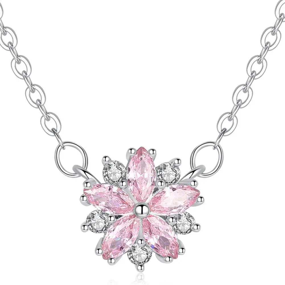 

Flower Necklaces & Pendants Pretty Cherry Blossoms With Chain Necklace For Women Jewelry Collar Party Gift