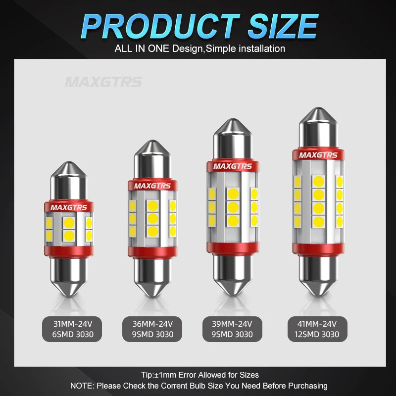 Фото 2x C5W LED CANBUS 31 мм Festoon C10W 36 39 41 мм 24 В Внутренняя лампа автомобиля 3030 SMD Автоматический номерной знак Купольная лампа Белый/Теплый Белый №3