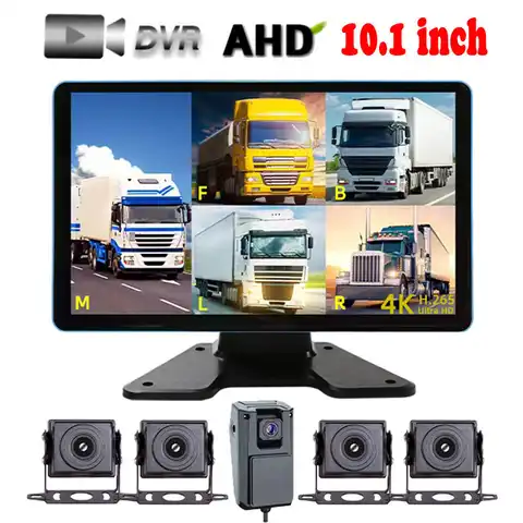10,1-дюймовый 5-канальный автомобильный AHD-монитор с сенсорным экраном для автомобиля/автобуса/грузовика 1080P камеры видеонаблюдения цветной п...