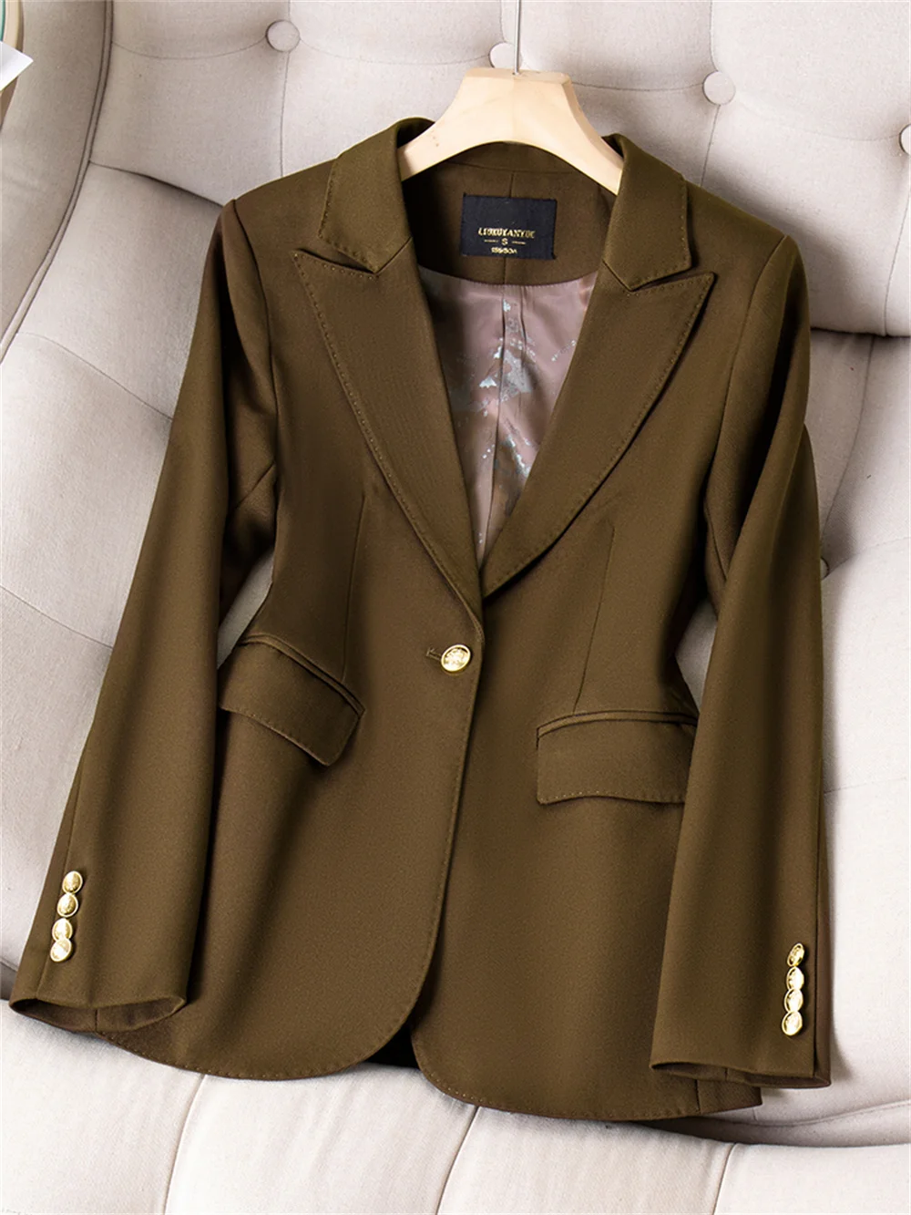 Women Blazer Jacket 2023 New in Red Coffee Khaki Black Long Sleeve Female Clothing Office Lady Business Work Wear Formal Jacket