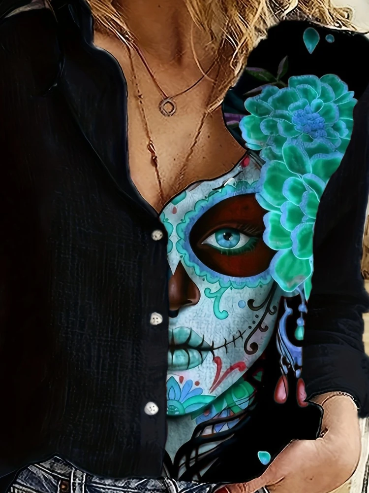 Женская свободная уличная повседневная рубашка на пуговицах с длинными рукавами