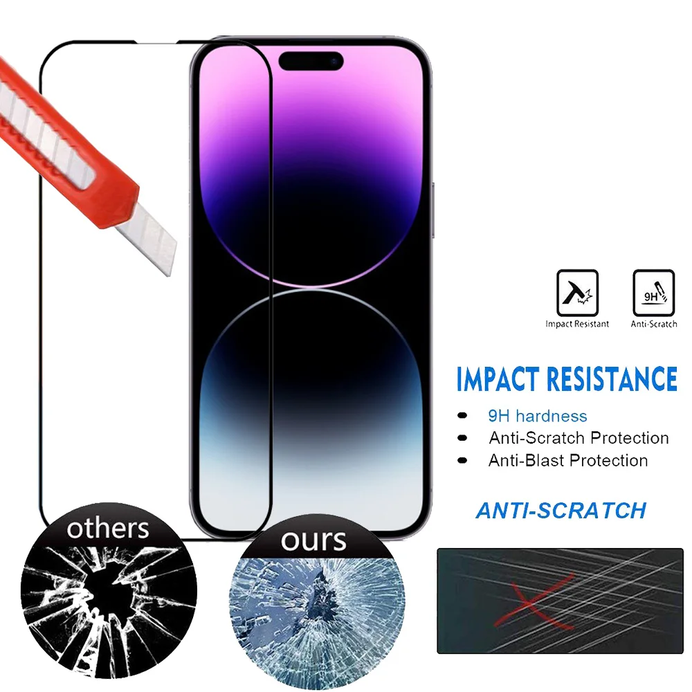 Pelicula, Front Tempered Glass For iPhone 14 Pro Max Screen Protectors IPhone 15 14 Plus cristal templado iPhone14 Pro protector pantalla iPhon 13 ProMax verre trempé iPhona 14Pro Camera Lens Film i Phone 13 12 11 Mini