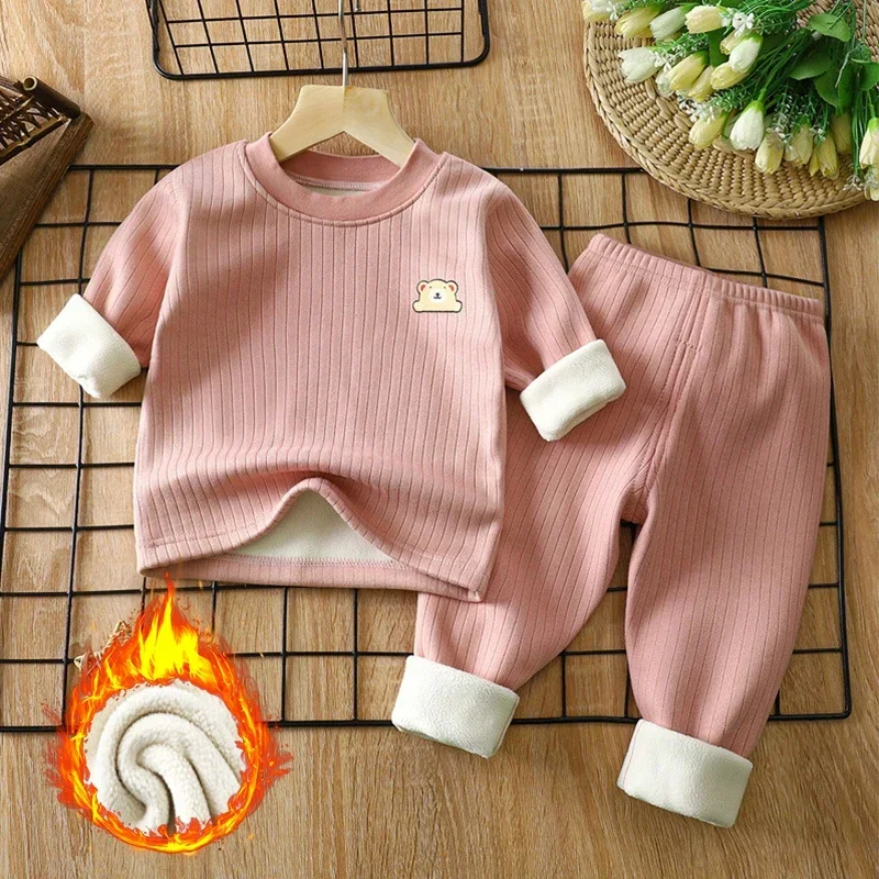 Детский пижамный комплект из 2 предметов милый осенне-зимний костюм для девочек