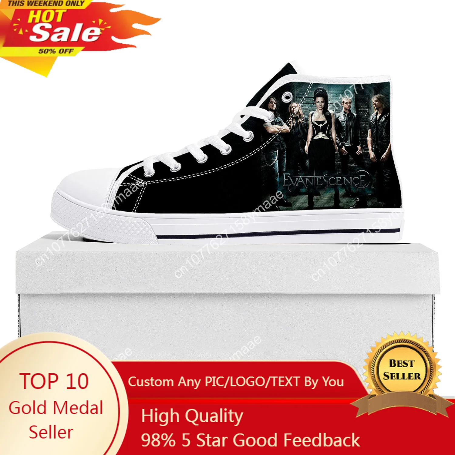 

Evanescence Rock Band High Top Sneakers Mens Womens Teenager Canvas High Quality Sneaker Casual Custom Made Shoes Customize Shoe