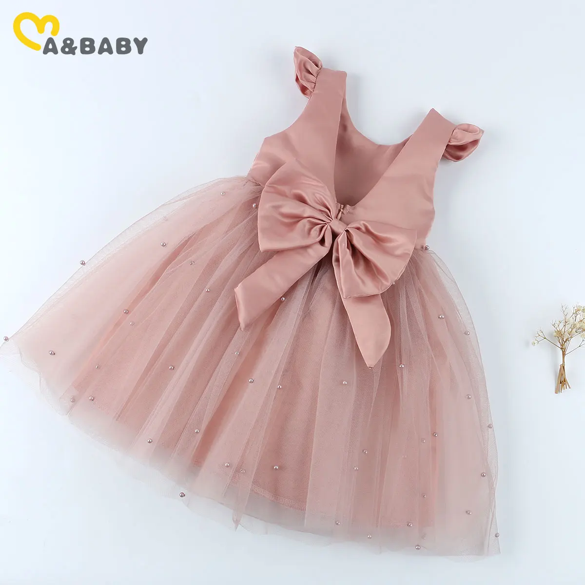 

Ma&Baby 1-7Years Princess Toddler Kid Girls Tutu Dress Party Wedding Birthday Dresses For Girl Tulle Pearl Bow Child Costumes