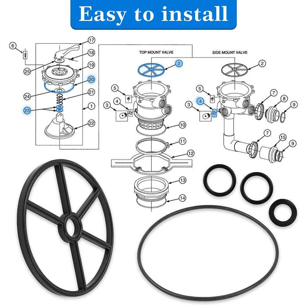 

O-Ring Kit Gasket Set Side Mount Stem Valve Top Diverter Gasket For Pentair Pool Filter Replacement Accessories