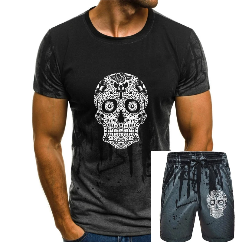 

Shop4Ever Day of The Dead White Skull Men's V-Neck T-Shirt(1)