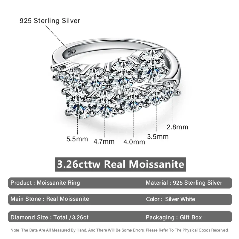 3 26 cttw D цветное полное Муассанит роскошное кольцо S925 100% Серебро Оригинальное