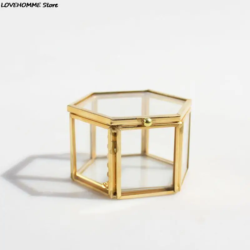 

Шкатулка для ювелирных украшений из прозрачного стекла, органайзер геометрического дизайна для хранения колец, аксессуары для украшений, 1 ...