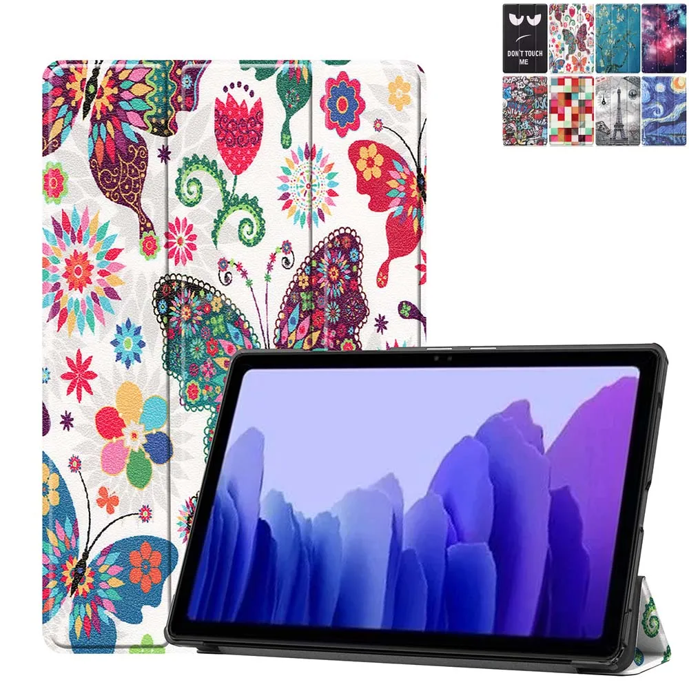 

for Samsung Galaxy Tab A7 2020 Smart Cover T500 T505 10.4inch Cartoon PU Leather Stand Case Tri-fold Tablet PC Shell Auto Wake