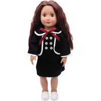 18 inch girls doll clothes black dress bow school uniform newborn childrens toys accessories 43 cm baby dolls c259