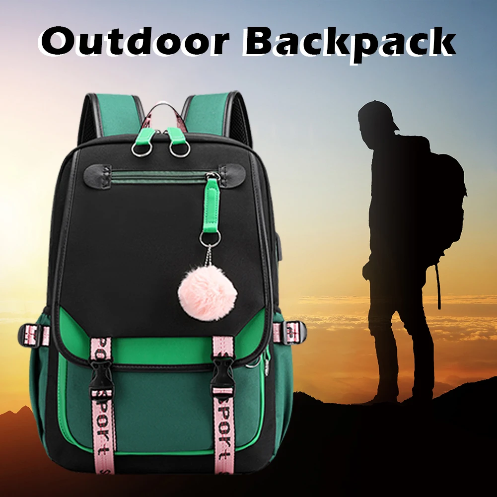 

Fashion Casual Backpack with USB Charge Port Laptop Bag Boys Girls Students for Camping Travel